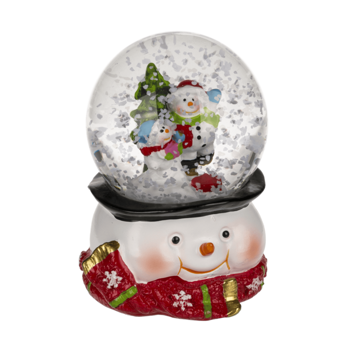 Schneekugel, Weihnachtsmann & Rentier,