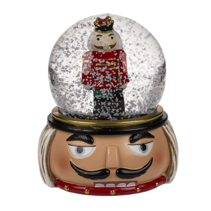 Schneekugel, Nussknacker, auf Sockel, Gesicht,