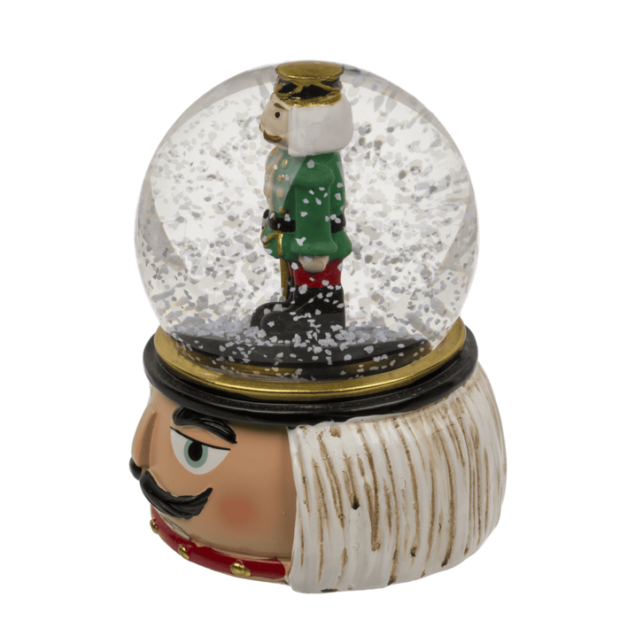 Schneekugel, Nussknacker, auf Sockel, Gesicht,
