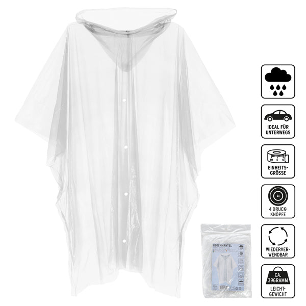 Regenponcho, Mantel mit Knopfleiste,  3/s