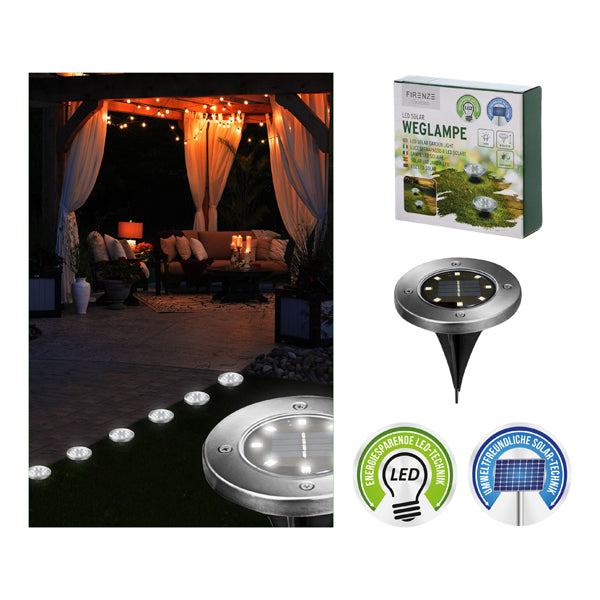 Solar LED Wegleuchte, Erdspieß ca. 12cmD