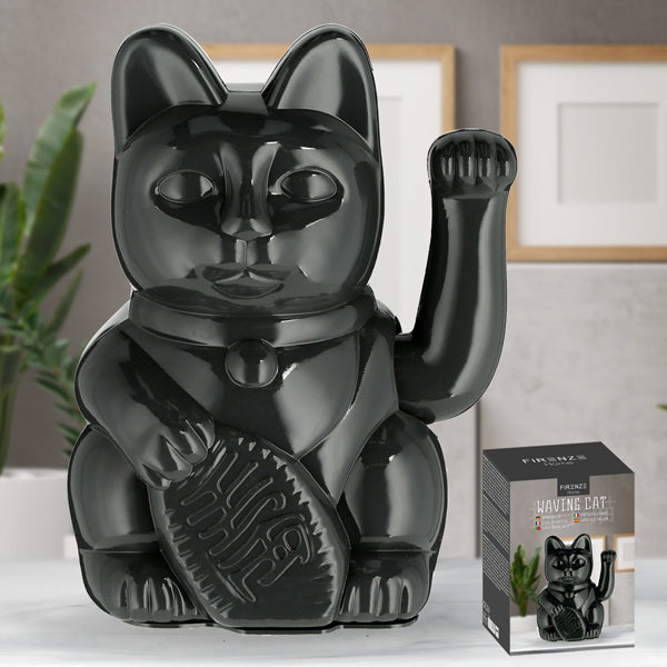 Winkekatze, schwarz, ca. 21cm