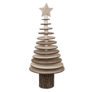 Holz-Tannenbaum mit Stern auf Baumstumpf-Standfuß,