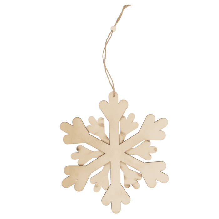 Holz-Schneeflocke mit Glitter,