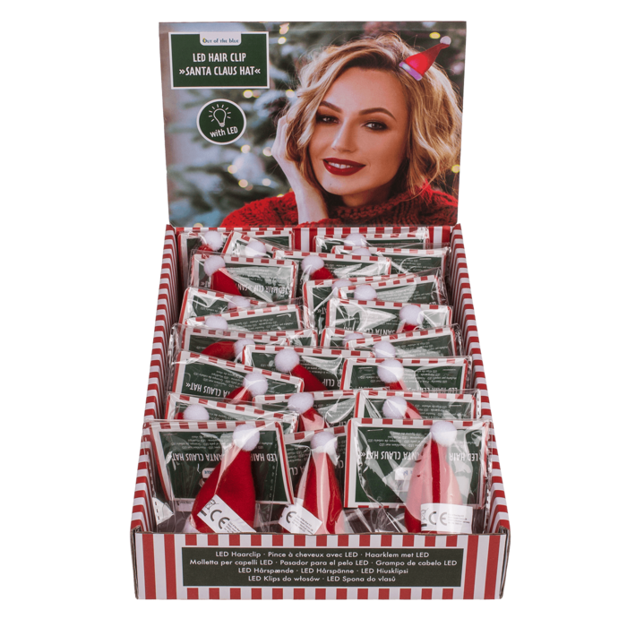 Plüsch-Haarclip, Weihnachtsmütze mit LED