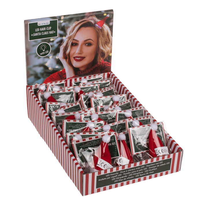 Plüsch-Haarclip, Weihnachtsmütze mit LED