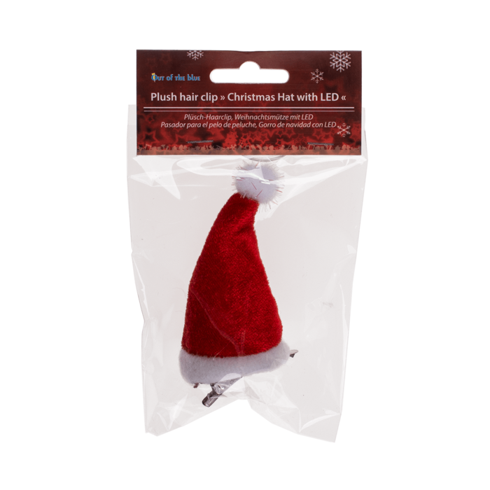 Plüsch-Haarclip, Weihnachtsmütze mit LED