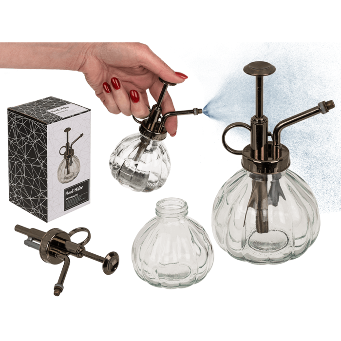 Anthrazitfarbene Glas-Sprühflasche für Pflanzen,