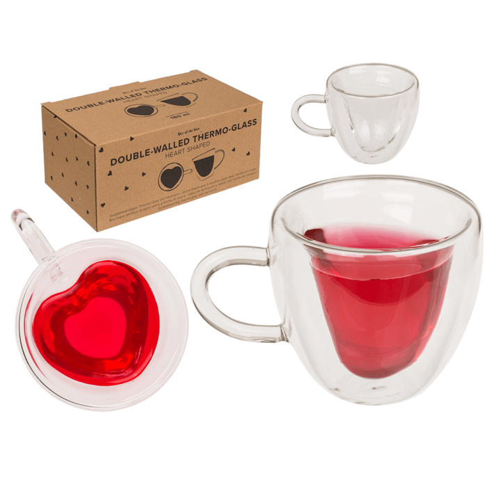 Doppelwandiges Thermo-Glas mit Herzform,