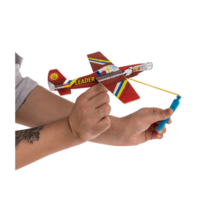 Flugzeug mit Gummibandkatapult, ca. 20 cm,