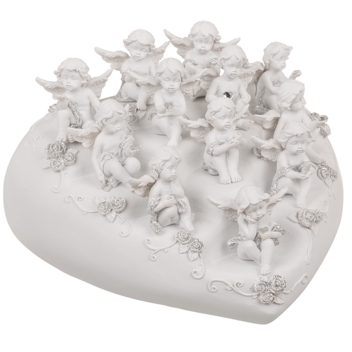 Sitzender Engel mit Kristallherz, ca. 5 cm,