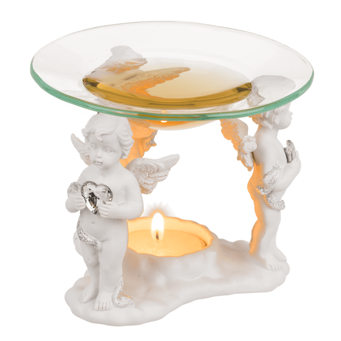 Aromalampe mit Glasschale, Stehende Engel mit