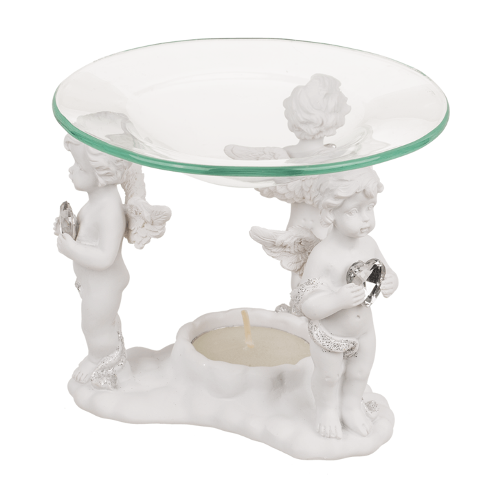 Aromalampe mit Glasschale, Stehende Engel mit