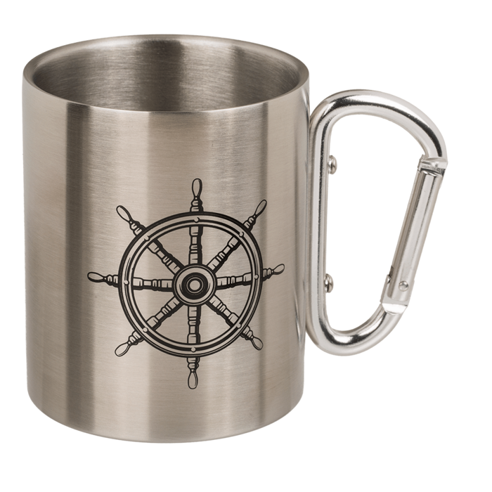 Edelstahlbecher mit Karabiner, Maritim,
