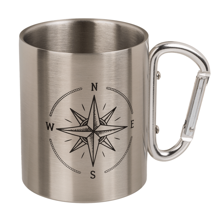 Edelstahlbecher mit Karabiner, Maritim,