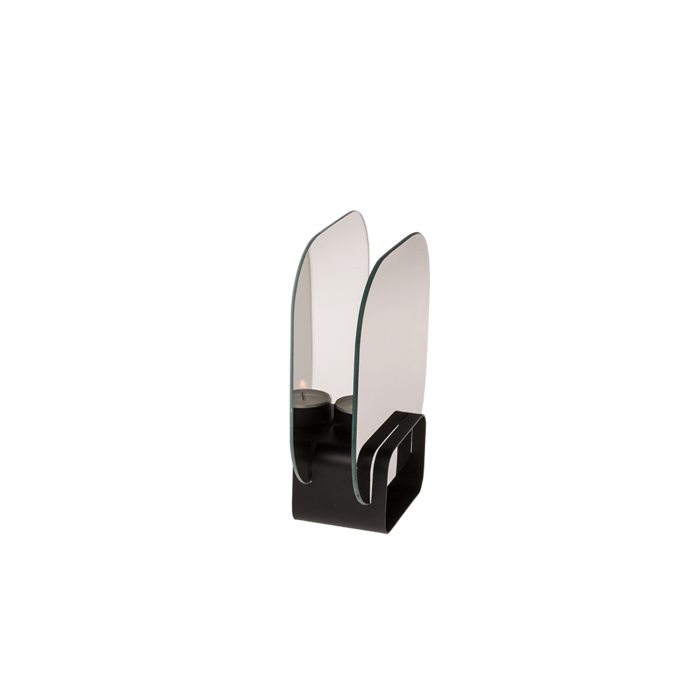 Schwarzer Glas-Teelichthalter, Infinity candle,