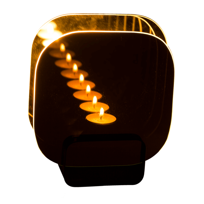 Schwarzer Glas-Teelichthalter, Infinity candle,