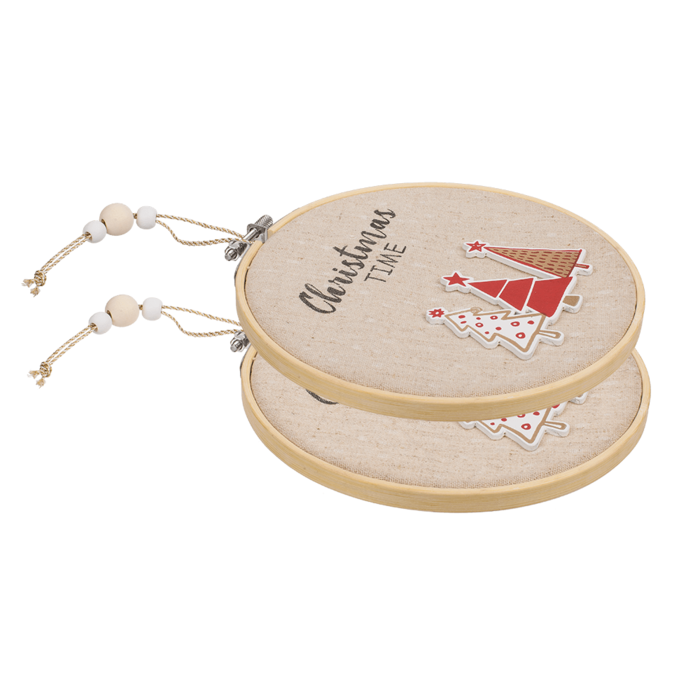Runder Holzrahmen mit Jutebezug, Christmas Time,