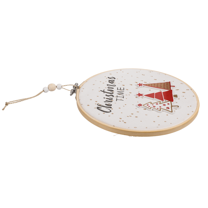 Runder Holzrahmen mit Jutebezug, Christmas Time,