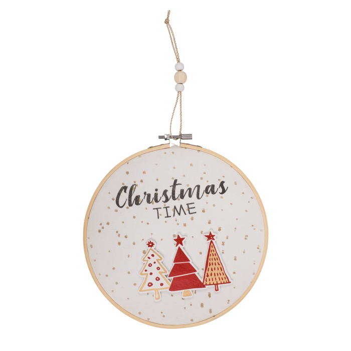 Runder Holzrahmen mit Jutebezug, Christmas Time,