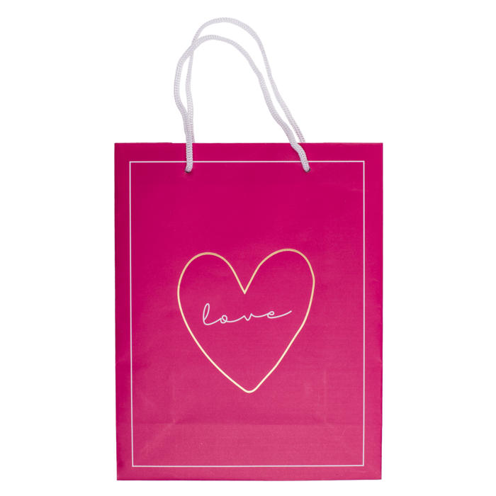 Weiß/pinke Papier-Geschenktüte, Love,