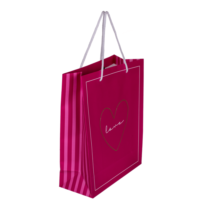 Weiß/pinke Papier-Geschenktüte, Love,