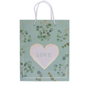 Weiß/grüne Papier-Geschenktüte, Love,