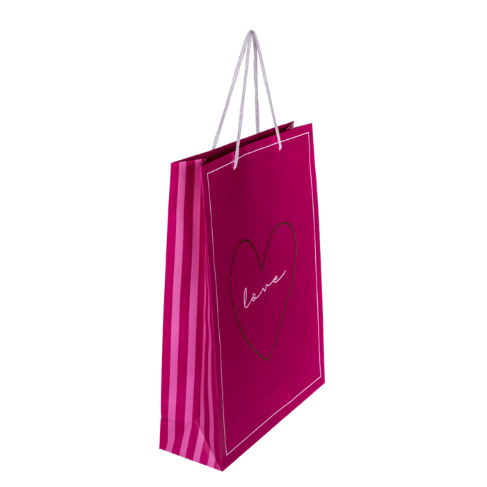 Weiß/pinke Papier-Geschenktüte, Love,