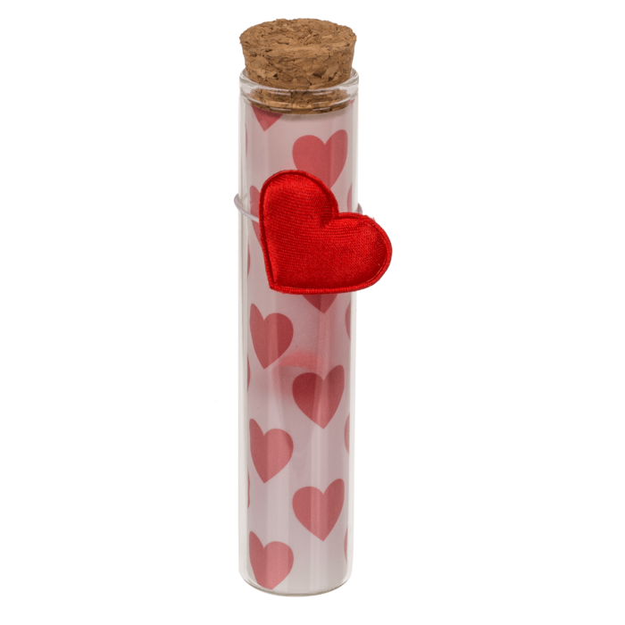 Glasfläschen mit Korkenverschluss, Love,