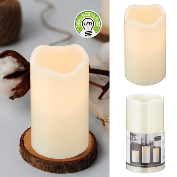 LED Echtwachs Kerze, L, ca. 13cm