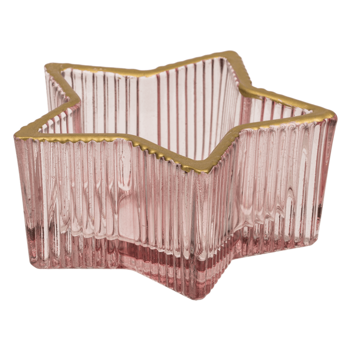 Glas-Teelichthalter, Stern, 2-farbig sortiert,