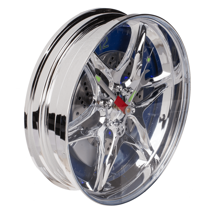 Wanduhr, Felge, mit blauer LED, D: ca. 27 cm,