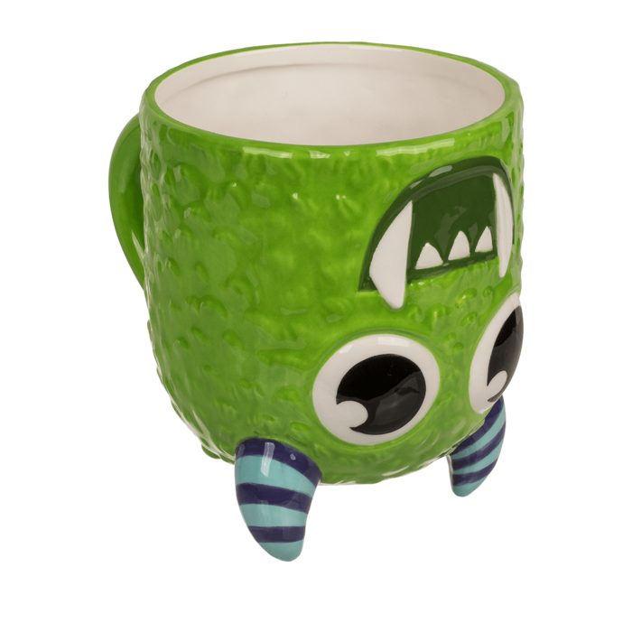 Becher, Monster, verkehrt herum, grün,