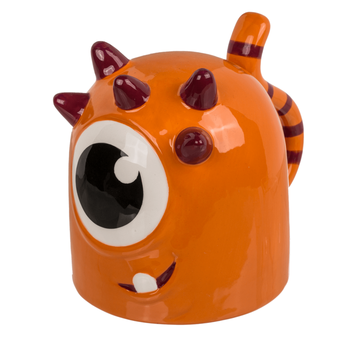 Becher, Monster, verkehrt herum, orange,
