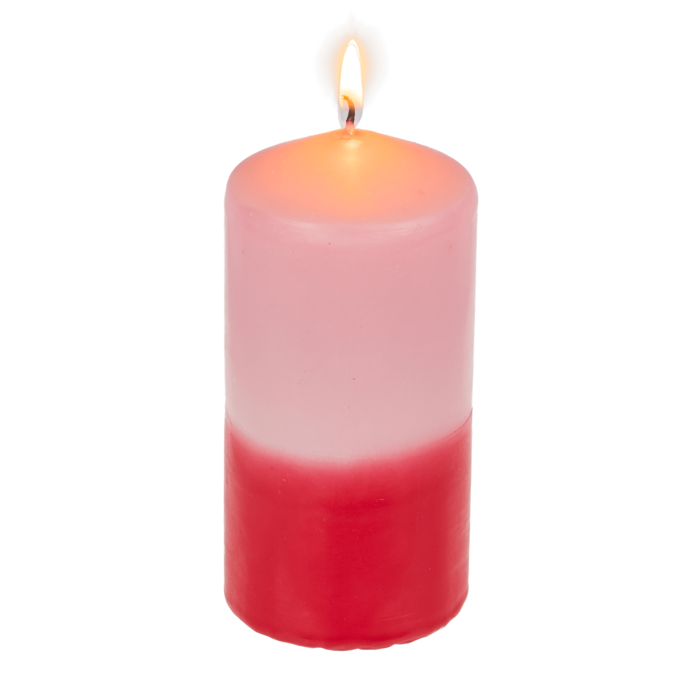 Stumpenkerze mit Farbverlauf, rosa/rot