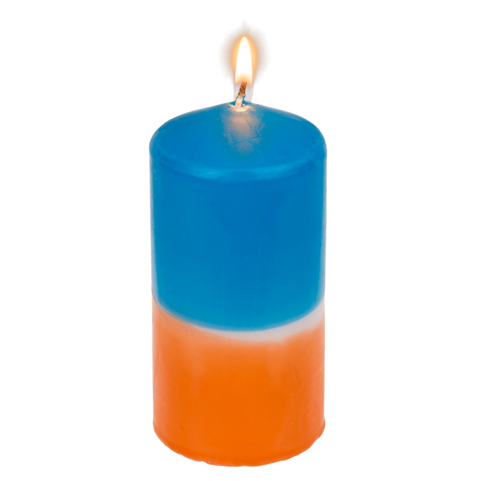 Stumpenkerze mit Farbverlauf, orange/blau