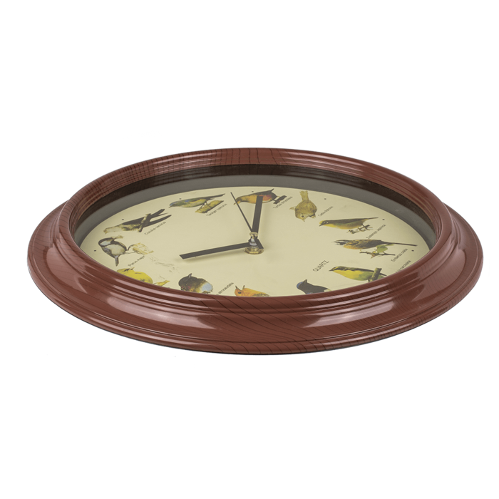 Wanduhr mit Vogelstimmen, D: ca. 33 cm,