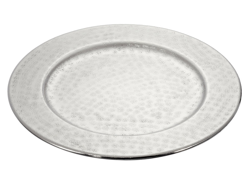Deko Teller, silber, gehämmert, Design 2, S, ca. 25cmD