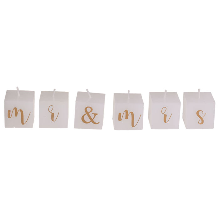 Kerzenblock mit Schrift, Mr. & Mrs.,