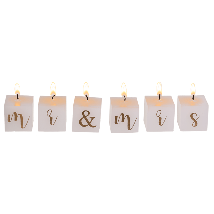 Kerzenblock mit Schrift, Mr. & Mrs.,