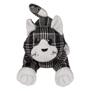 Schwarz/grau/weiß karierter Türstopper, Katze,
