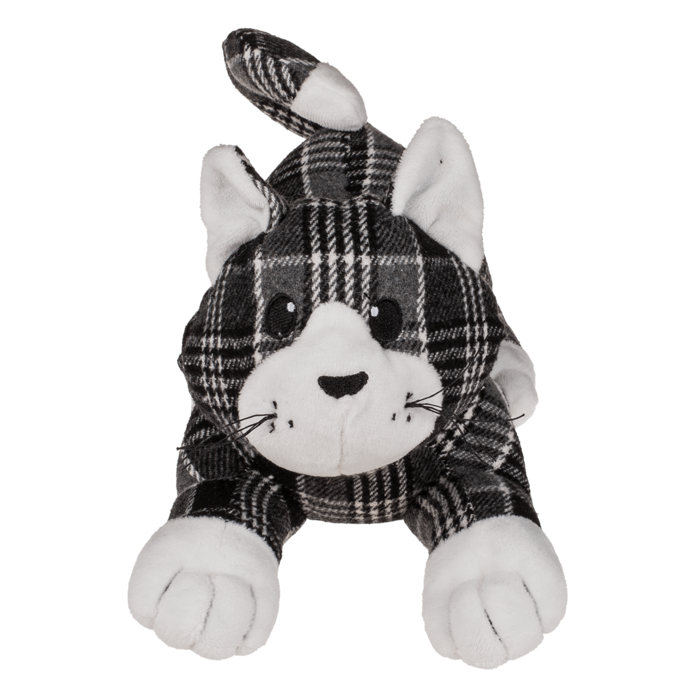 Schwarz/grau/weiß karierter Türstopper, Katze,