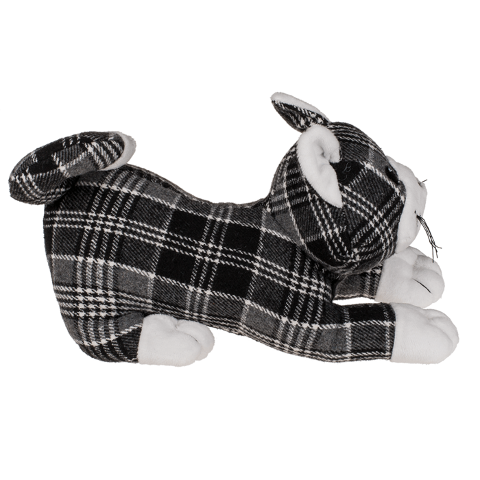 Schwarz/grau/weiß karierter Türstopper, Katze,