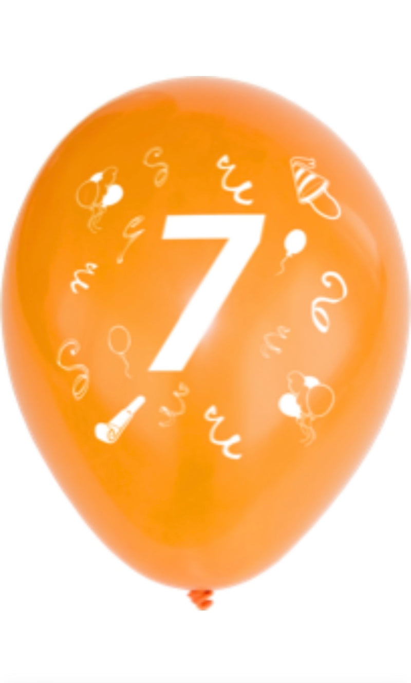5 Zahlenballons, Ø 25cm, bunt sortiert, 7
