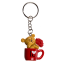 Metall-Schlüsselanhänger, Bär in Tasse,