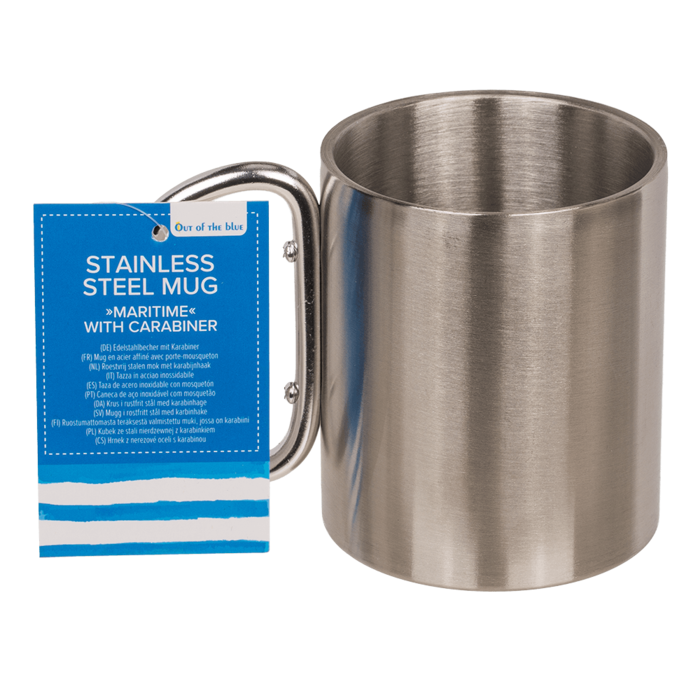 Edelstahlbecher mit Karabiner, Maritim,
