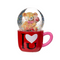 Glitterkugel, Bär, auf Sockel Tasse, I love you,