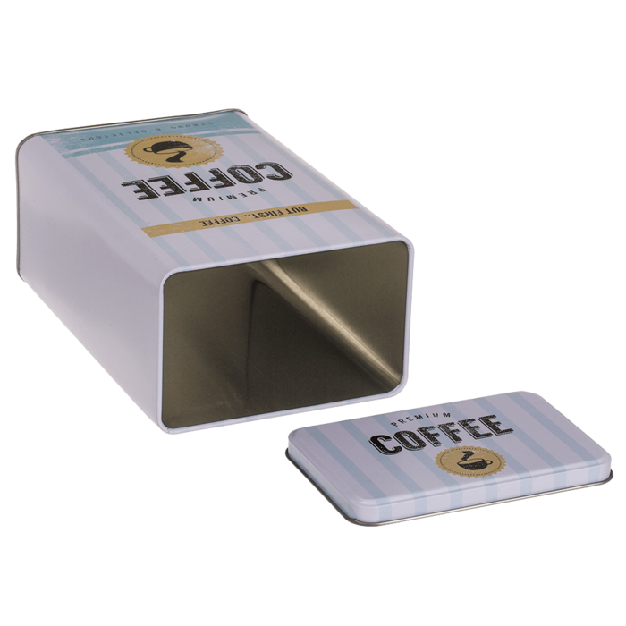 Rechteckige Metall-Dose, Gelb-Blau,
