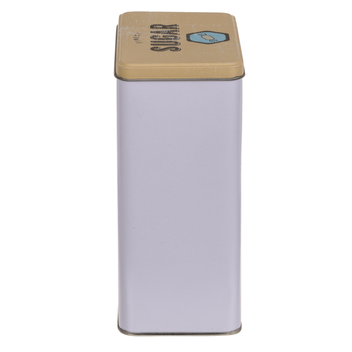 Rechteckige Metall-Dose, Gelb-Blau,