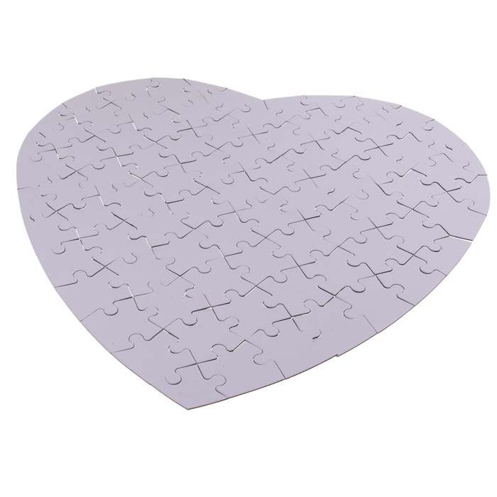 Weißes Herz-Puzzle, 80 beschriftbare Teile,